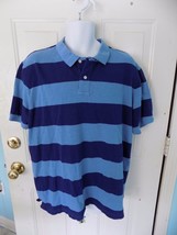 Chaps Two Tone Blue Striped Polo Shirt Size Xl Men&#39;s Euc - £11.44 GBP