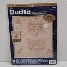 Bucilla Wedding Invitation Cross Stitch Kit 42080 Silk Ribbon Embroidery 11&quot;x11&quot; - £19.33 GBP