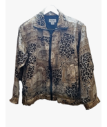 Lady Bear Vintage Silk Animal Print Jacket – Women’s Size Large - $342.39 MXN