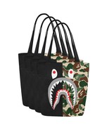 Set of FOUR Shark Camo Canvas Tote Bag Two Sides Printing - $74.69 CAD