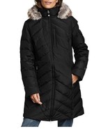 New Eddie Bauer Women&#39;s Crystal Ridge Faux-Fur Hood Down Parka Coat Blac... - $188.09
