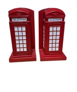 London England Red Telephone Booth Wooden Bookend Set 9” - $544.31 MXN