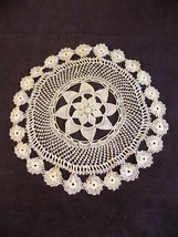 BEAUTIFUL HANDMADE CROCHET DOILY 7&quot; Diameter INTRICATE FLORAL WITHIN FLORAL - £4.11 GBP