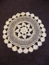 BEAUTIFUL HANDMADE CROCHET DOILY 7&quot; Diameter INTRICATE FLORAL WITHIN FLORAL - £4.18 GBP