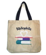 BeyondVision Custom Embroidered 22&quot; [Bibliophile] HeavyDuty Canvas Tote/... - £35.47 GBP