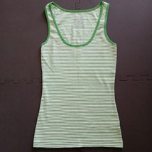Vintage 90&#39;s Perfect Fit Green White Striped Tank Top Women’s Size S - S... - $14.83