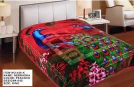 Peacocks Red Color Nebraska Embossed Plush Blanket Softy And Warm King Size - £71.43 GBP