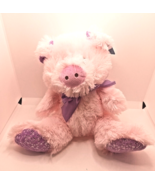 Plush 10&quot; Pink Piglet Piggy Purple Glitter Doll Stuffed Pig Toy Hug Fun NWT - £8.62 GBP