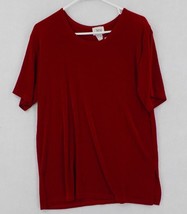 JOSTAR WOMENS TOP SIZE LARGE RED SHORT SLEEVE STRETCHY TOP BUSINESS TRAV... - $15.99