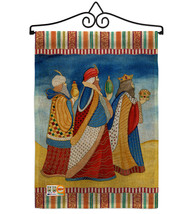 Three Wise Men Burlap - Impressions Decorative Metal Wall Hanger Garden Flag Set - £27.09 GBP