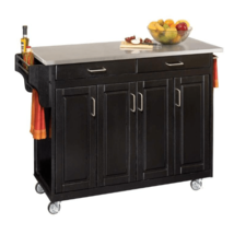 Create-a-Cart Black Kitchen Cart With Stainless Top - £428.25 GBP