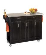 Create-a-Cart Black Kitchen Cart With Stainless Top - £421.91 GBP