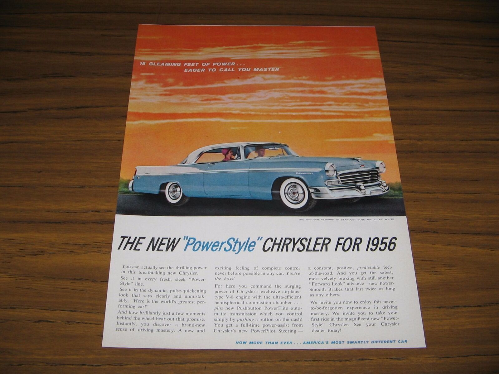1955 Print Ad The '56 Chrysler Windsor Newport Stardust Blue & Cloud White - $12.03