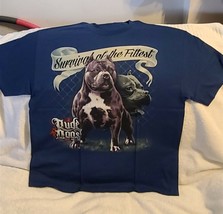 Rude Dogs Pitbull Survival Of The Fittest Fence Blue T-SHIRT Shirt - £9.08 GBP