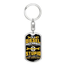 I&#39;m a Diesel Mechanic Swivel Keychain Dog Tag Stainless Steel or 18k Gold - £35.87 GBP