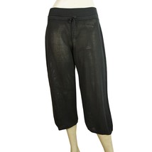 Crossley Black Perforated Cropped Pants 100% Cotton Summer Trousers sz S - $74.25