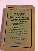 Constitution &amp; General Rules Railroad Trainmen 1935 Book  SKU 071-013 - £5.41 GBP