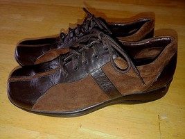 GEOX RESPIRA LADIES BROWN LEATHER LACE-UP SHOES-6.5(39)-WORN-LOTS OF WEA... - $18.69