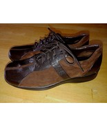 GEOX RESPIRA LADIES BROWN LEATHER LACE-UP SHOES-6.5(39)-WORN-LOTS OF WEA... - $25.56 CAD