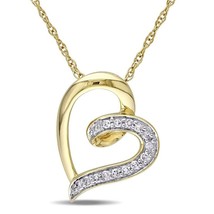 14K Yellow Gold Plated 0.15ctw Real Moissanite Heart Promise Pendant Necklace - £55.87 GBP