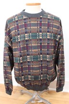 Vtg Tricots St Raphael XL Multi Knit Wool Pullover Crew Neck Sweater Uruguay - £23.45 GBP