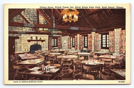 Postcard Dining Room Watch Tower Inn Blackhawk State Park Rock Island Illinois - £3.55 GBP