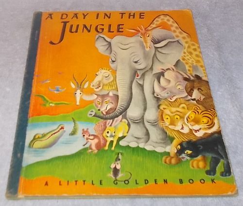 Primary image for  Little Golden Book A Day in the Jungle #18 Blue Cloth Binding 1943 T Gergely 