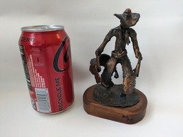 Ouest Cowboy Brutaliste Métal Sculpture Selle Chapeau Bois Base Mel Midd... - $76.90
