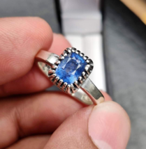 Natural Blue Cylon Sapphire Ring, Neelam Ring, Gemstone in Handmade 925 silver r - £379.09 GBP