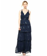 Ramy Brook Toleda Spring Navy Silk Tiered Tie Back Maxi Dress XXS NWT - $231.14 CAD