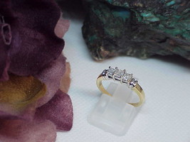 14k .50Ct Diamond Princess Multi Tone Gold Ring Band Size 7 Vintage 3 Stone - £348.19 GBP
