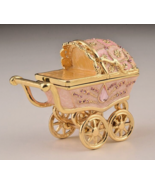 Keren Kopal Pink Baby Carriage Trinket  Box Decorated with Austrian Crys... - $62.10