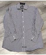 English Laundry 16 1/2 32/33 Long Sleeve Black &amp; White Plaid Button Down... - £13.04 GBP