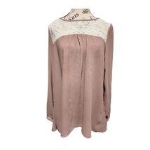 Umgee Shirt Bell Sleeves Blush Pink Blouse Crochet LS - $11.00