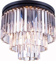 Flush-Mount Light SYDNEY 9-Light Mocha Brown Silver Gray Royal-Cut Crystal - £1,118.29 GBP
