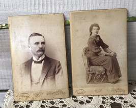 Antique Veasey The Doerr Gallery Man + Woman Cabinet Cards 12th &amp; Market St. KY - £34.47 GBP