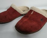 SOREL Slippers Size 8 Red Burgundy Nakiska Slides Faux Fur - £20.55 GBP