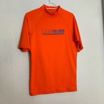 Quik Silver Mens Sz L Compression Shirt Orange Knit Short Sleeve  - $9.90