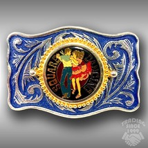 Vintage Belt Buckle Square Dancing Country Western Style Filigree Made In Hong - £23.42 GBP