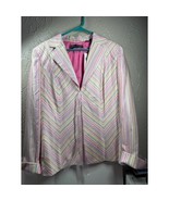 Dana Buchman Blazer Women&#39;s Multicolor Striped Ribbon Tie Feminine Jacke... - $818.55 MXN