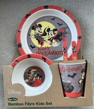 Disney Mickey &amp; Minnie Mouse Happy Halloween Melamine Child Dishes 5pc Set New - £23.66 GBP
