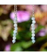 Blue Chalcedony Beaded Earrings Handmade Silver Minimalist Threader Earr... - $32.00