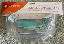 NEW Full Circle Ziptuck 2 Reusable Snack Bags Blue White Whale Hello There! - $7.35