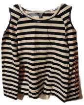Nautica Women&#39;s Long Sleeve Striped Shirt - Navy/White, Medium, Open Shoulder - £10.99 GBP