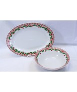 Essential Home Tartan Ribbon Platter and Serving Bowl Christmas Lot of 2... - $17.63