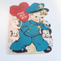 Valentines Greetings To A Fine Big Boy Vintage Card Used Policeman Puppies - £18.31 GBP