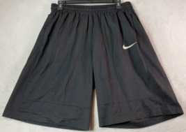 Nike Short Mens Large Black 100% Polyester Pleated Front Pockets Logo Pu... - $16.24