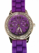 NEW Geneva 2972 Women&#39;s Colorful Life Swarovski Bezel Purple Silicone Go... - £13.25 GBP