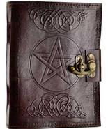 Pentagram and Celtic Knot Leather Bound Locking Blank Book of Shadows! - $23.02 CAD