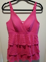 Swim By Cacique Lightly Lined No Wire Tankini Swimsuit Top Sz 14 Hot Pin... - £17.40 GBP